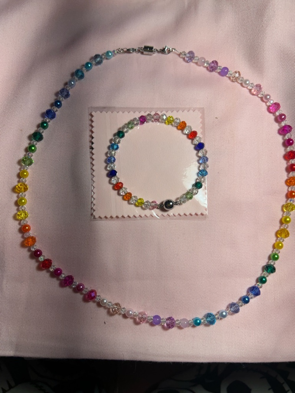 PRIDE RAINBOW Crystal Bead Necklace and Bracelet Set!!